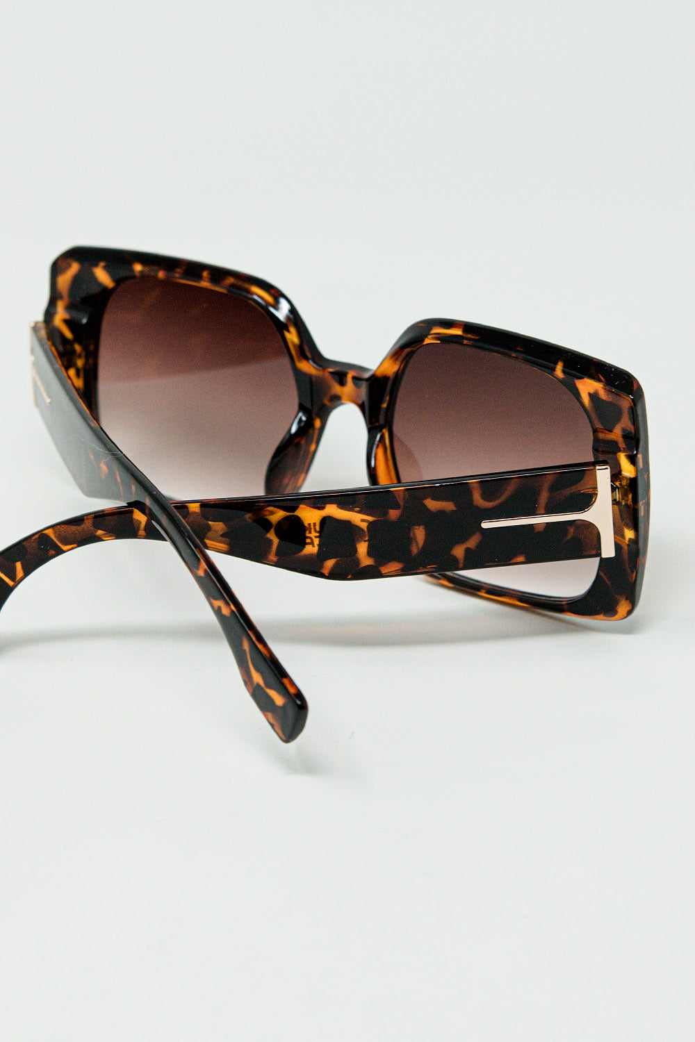 Tiger print square sunglasses with gold detail on the side | Just Cool Beans