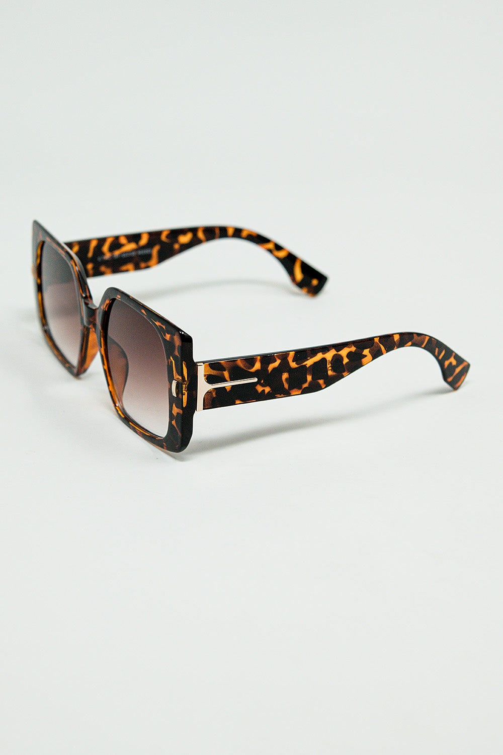 Tiger print square sunglasses with gold detail on the side | Just Cool Beans