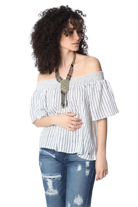 Navy boho off the shoulder top | Just Cool Beans — shirts | tops