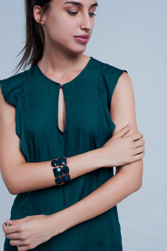 Top with ruffles in dark green | Just Cool Beans — shirts | tops