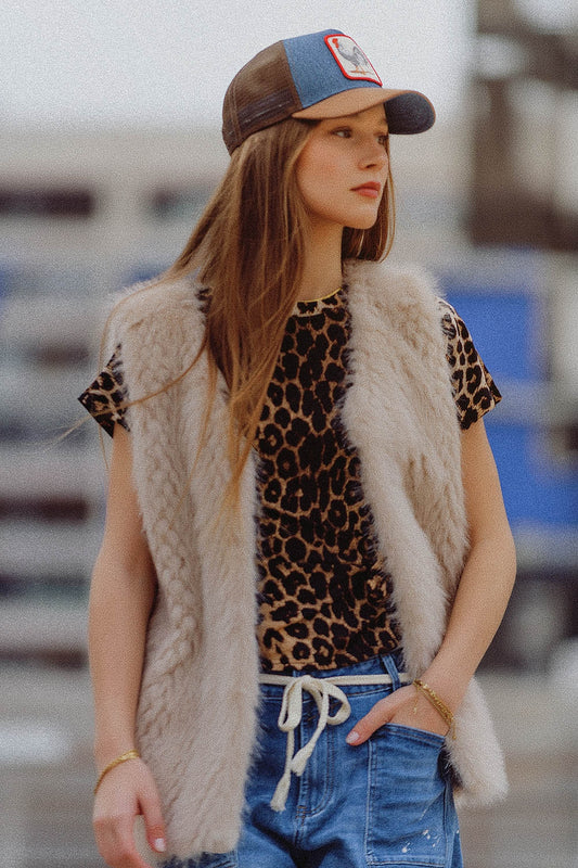 Vest in beige in fine fur | Just Cool Beans — coats and jackets | jackets