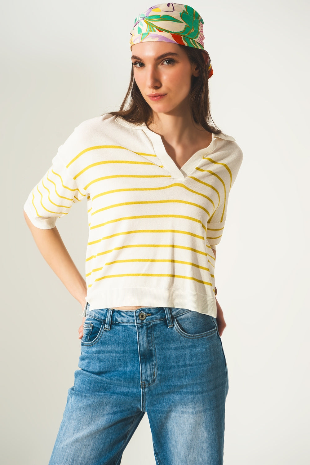 Vintage 70s stripe green polo neck jumper | Just Cool Beans — sweaters | tops
