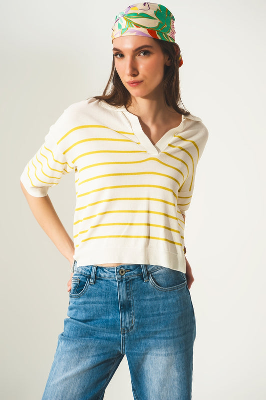 Vintage 70s stripe green polo neck jumper | Just Cool Beans — sweaters | tops