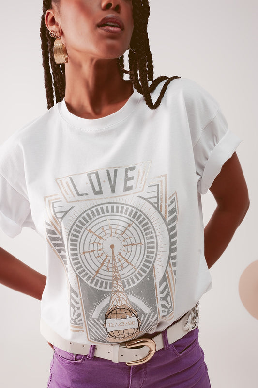 Vintage logo t-shirt in white | Just Cool Beans — tops