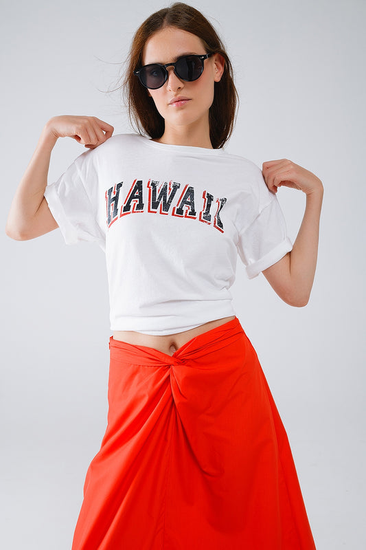 Washed effect hawaii t-shirt in white | Just Cool Beans — tops
