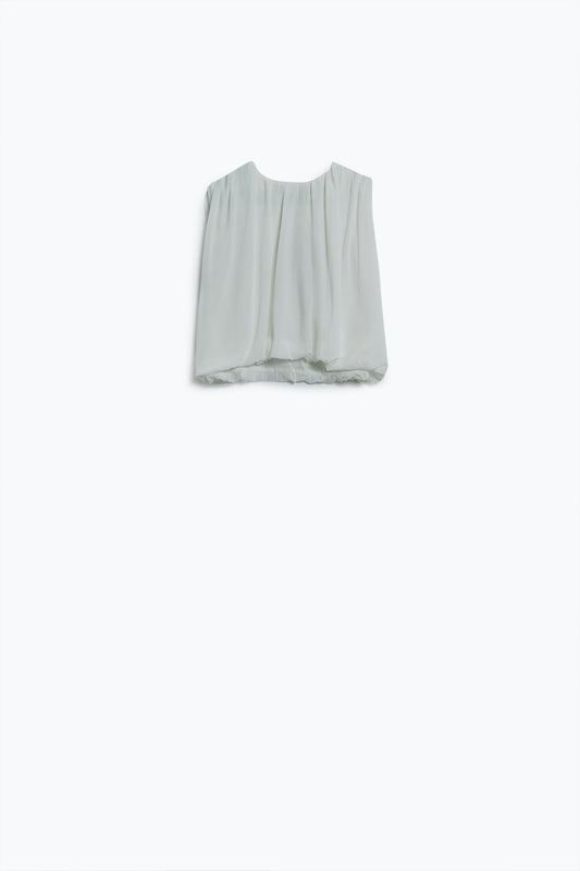 White chiffon top with ruche design | Just Cool Beans — tops