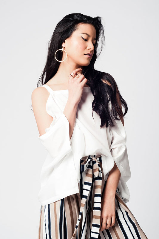 White cold shoulders top | Just Cool Beans — shirts | tops