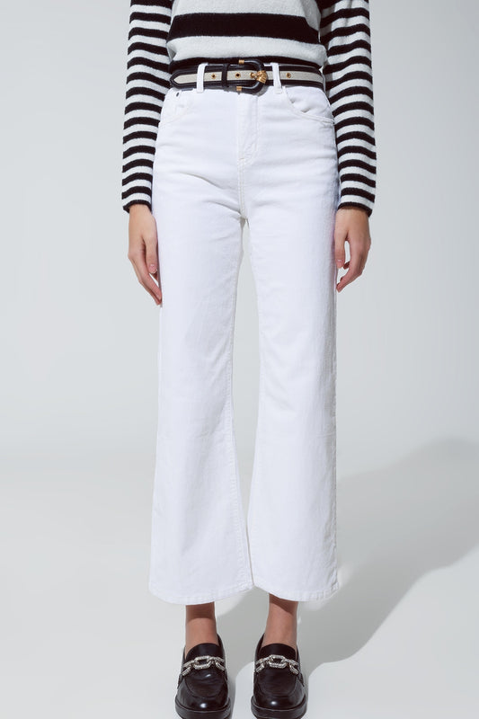 White corduroy cropped pants | Just Cool Beans — jeans | bottoms