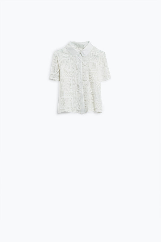 White croched polo shirt with button closing | Just Cool Beans — shirts | nan
