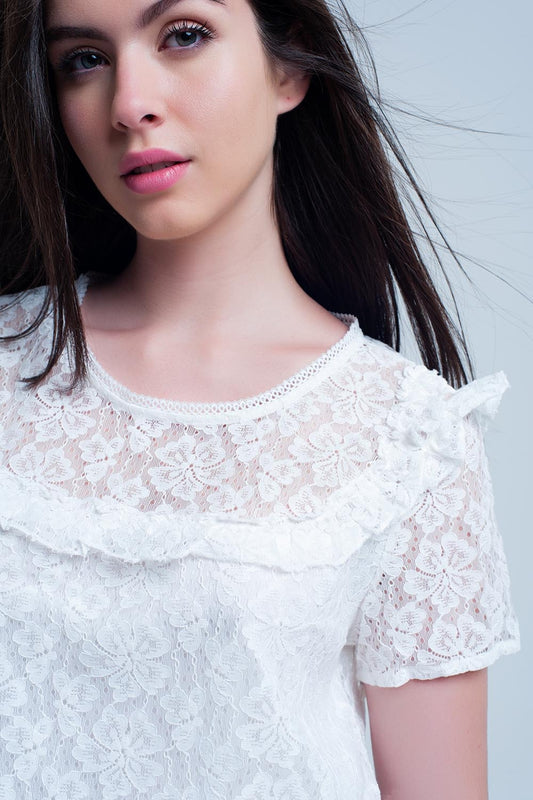 White embroidered top | Just Cool Beans — shirts | tops