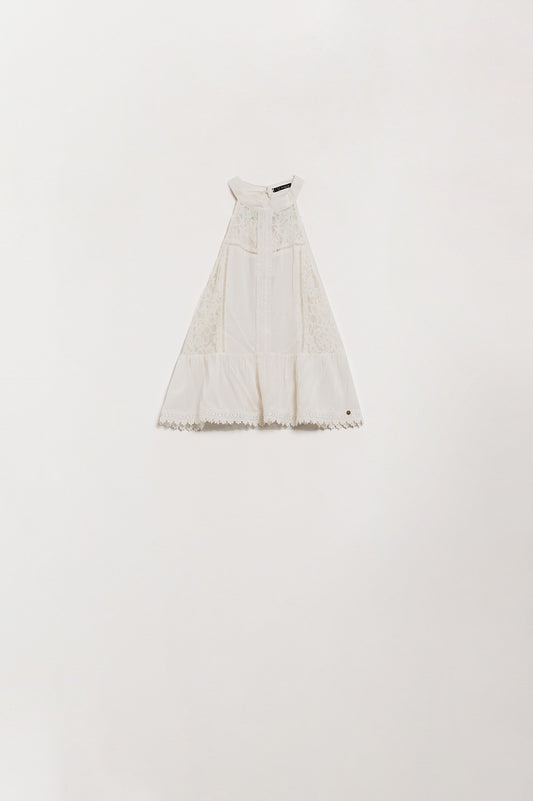 White halter top with lace and flared design | Just Cool Beans — shirts | tops