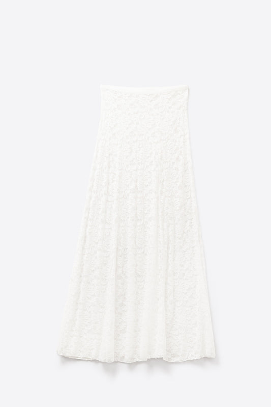 White lace maxi skirt with floral design | Just Cool Beans — skirts