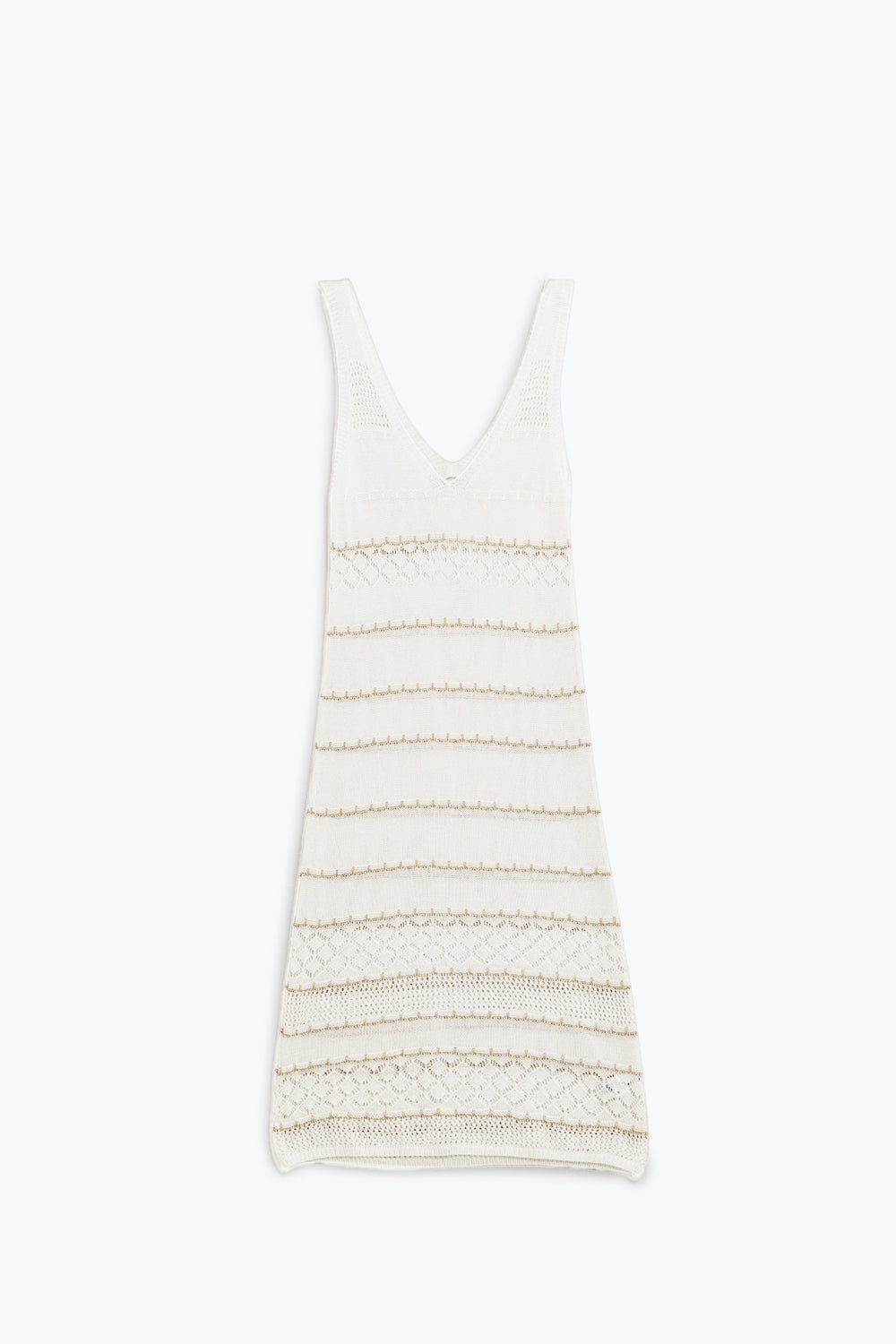 White midi sleeveless dress with v-neck and crochet design | Just Cool Beans — dresses