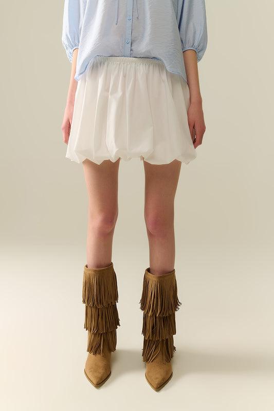 White poplin balloon miniskirt | Just Cool Beans — skirts