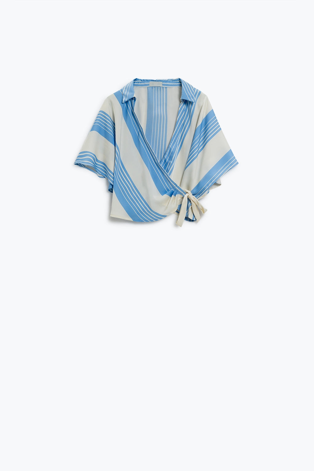 White satin shirt tied at side with v-neck | Just Cool Beans — shirts | nan