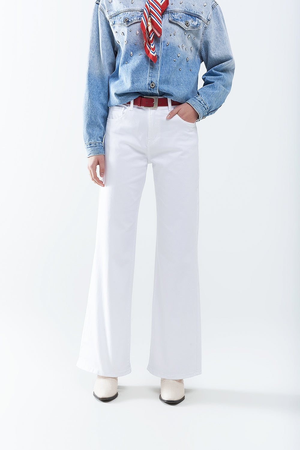 White straight pants wide leg | Just Cool Beans — jeans | bottoms