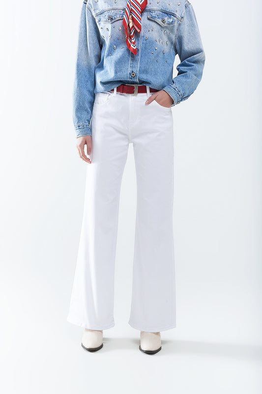 White straight pants wide leg | Just Cool Beans — jeans | bottoms
