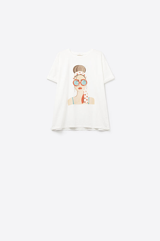 White t-shirt made in italy with a vintage girl graphic | Just Cool Beans — tops