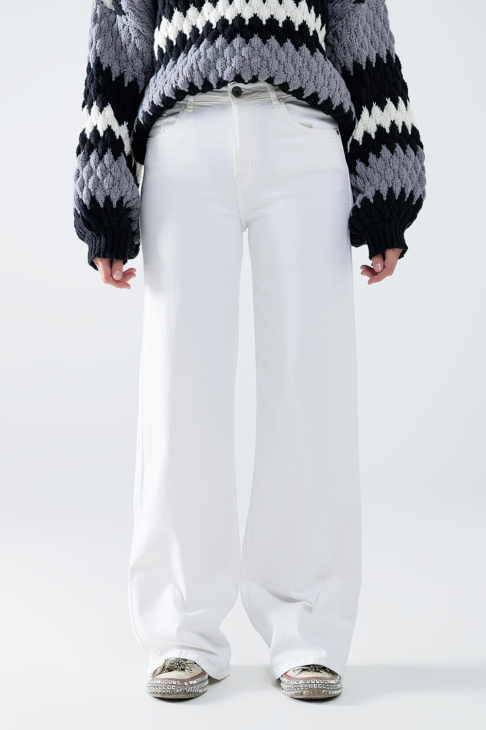 White wide leg high rise pants | Just Cool Beans — jeans | bottoms