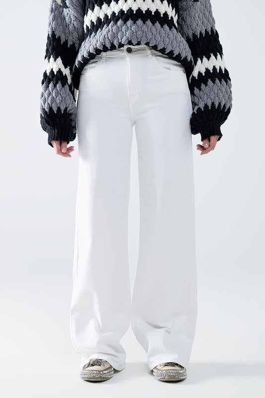 White wide leg high rise pants | Just Cool Beans — jeans | bottoms