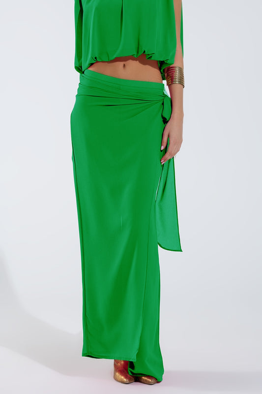 Wide green pants overlay skirt tied at the side | Just Cool Beans — pants | bottoms