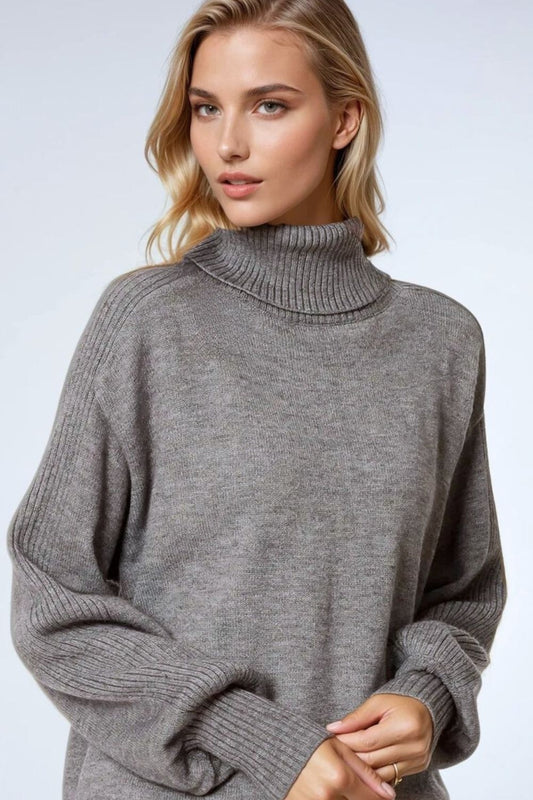 Wide grey sweater with ribbed sleeves | Just Cool Beans — sweaters | tops