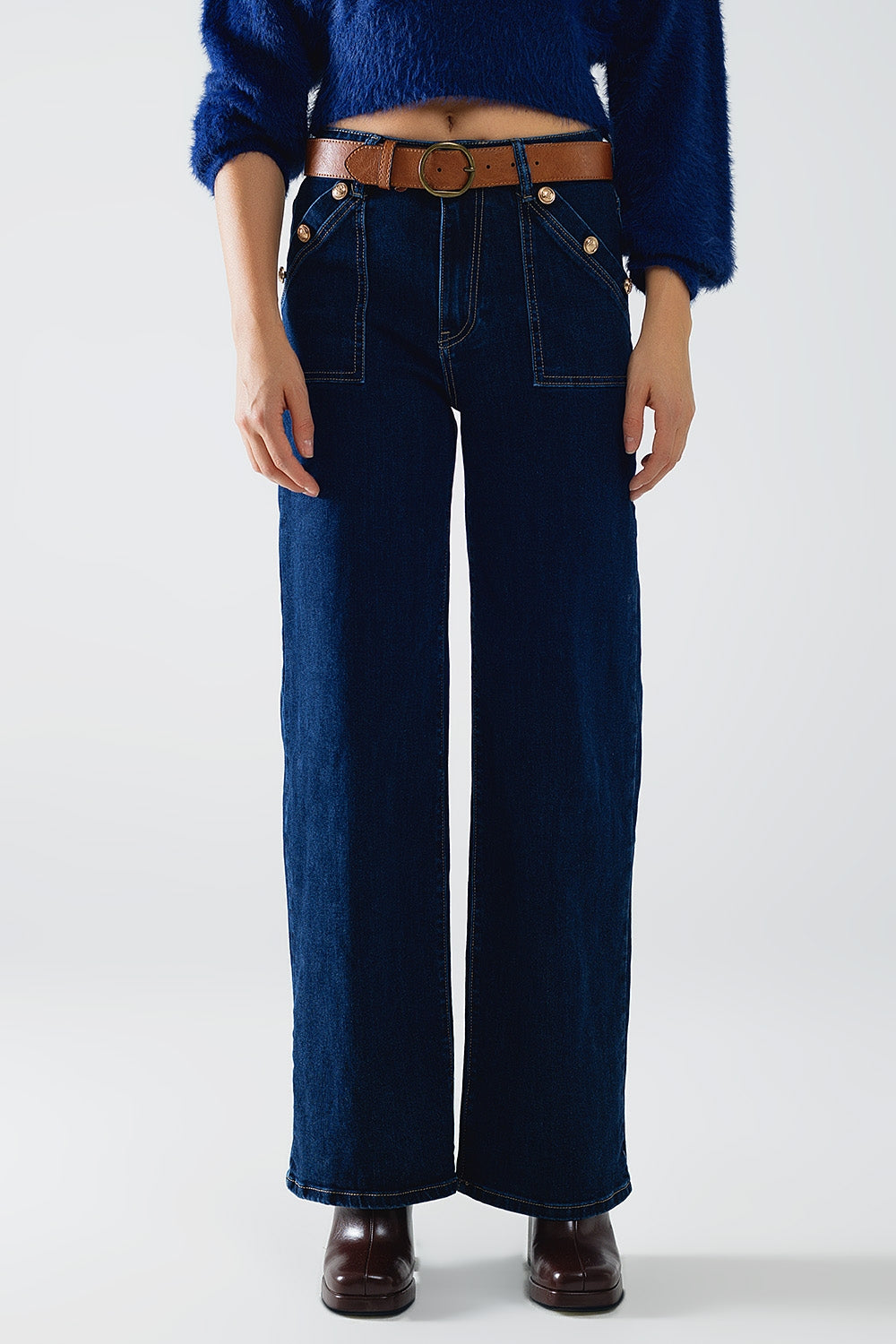 Wide leg jeans with 3 button detail | Just Cool Beans — jeans | the denim shop