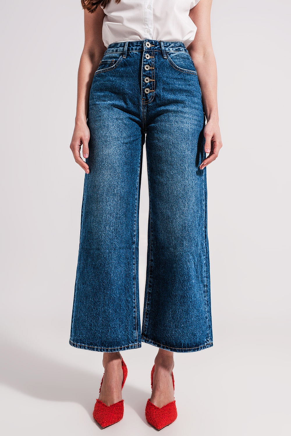 Wide leg jeans with exposed buttons | Just Cool Beans — jeans | the denim shop