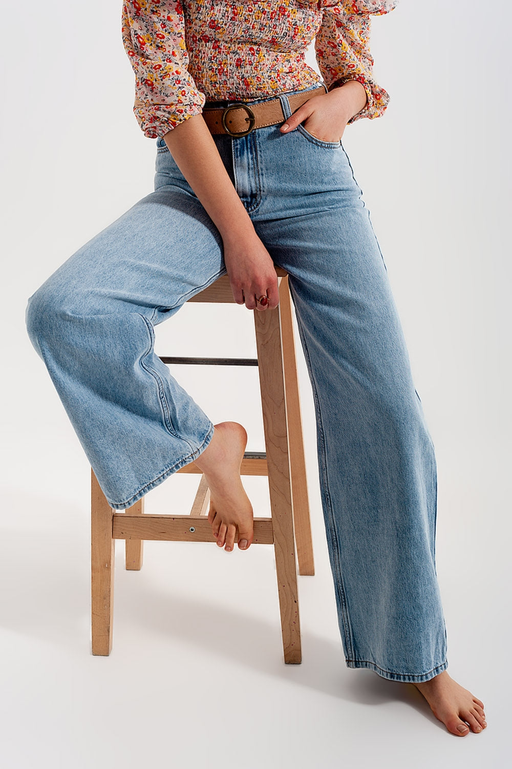 Wide leg jeans with high waist in light blue | Just Cool Beans — jeans | the denim shop