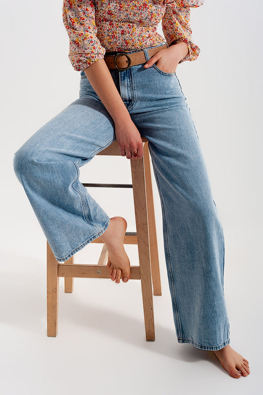 Wide leg jeans with high waist in light blue | Just Cool Beans — jeans | the denim shop