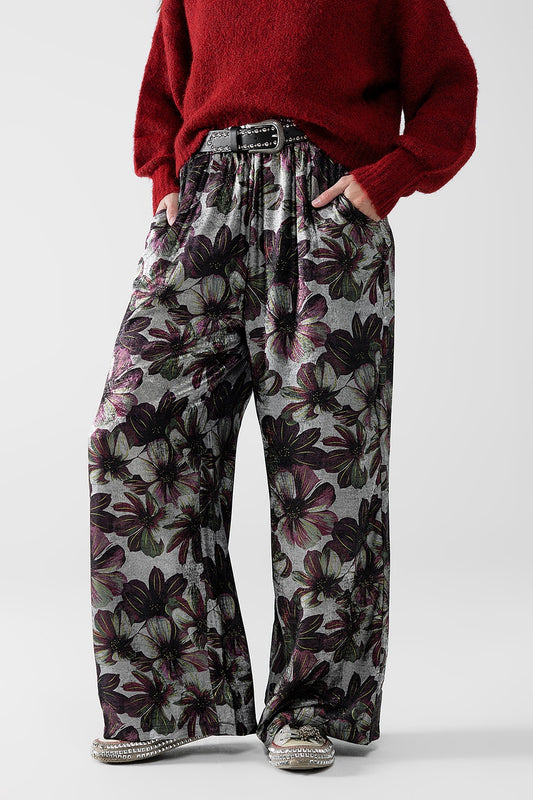 Wide-leg pants in floral print | Just Cool Beans — pants | bottoms