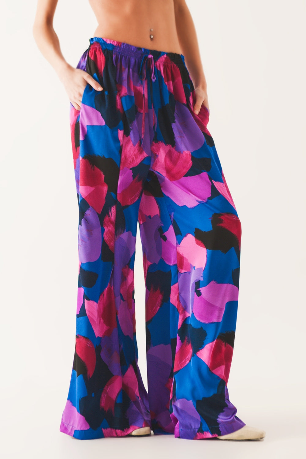 Wide leg pants in purple floral | Just Cool Beans — pants | bottoms