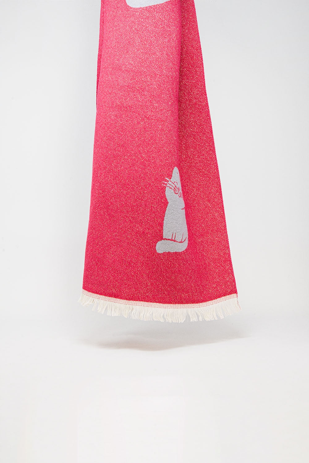 Wide soft knitted scarf in pink with cat print | Just Cool Beans — necklaces | sweaters and jumpers