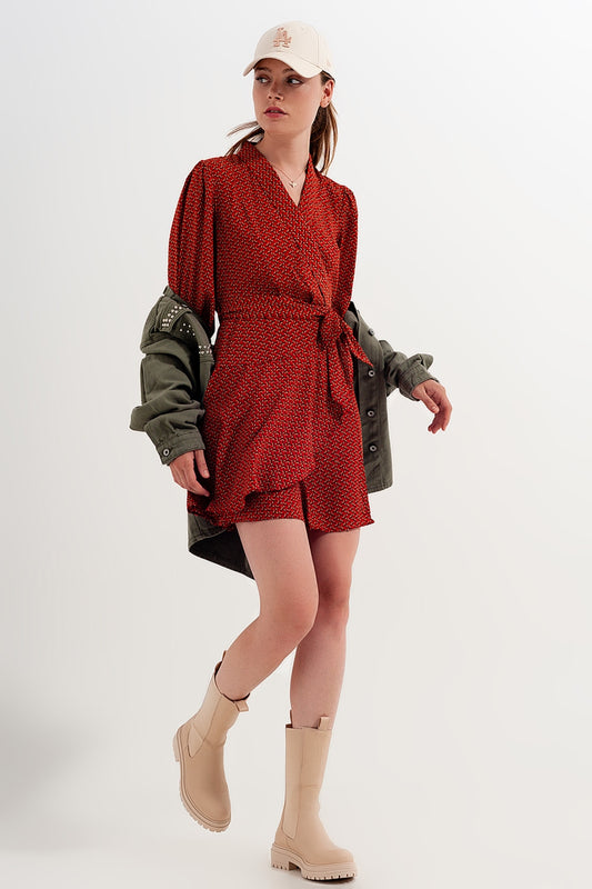 Wrap mini dress in geo print | Just Cool Beans — dresses