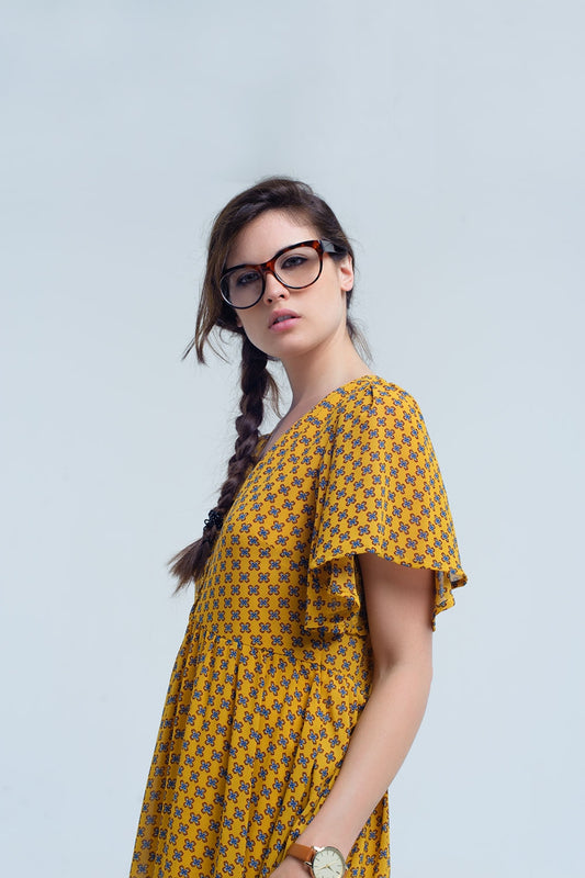 Yellow dress with flight and geometric pattern | Just Cool Beans — dresses