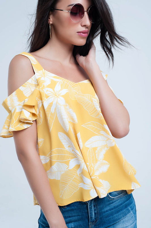 Yellow flower top and ruffles detail | Just Cool Beans — shirts | tops