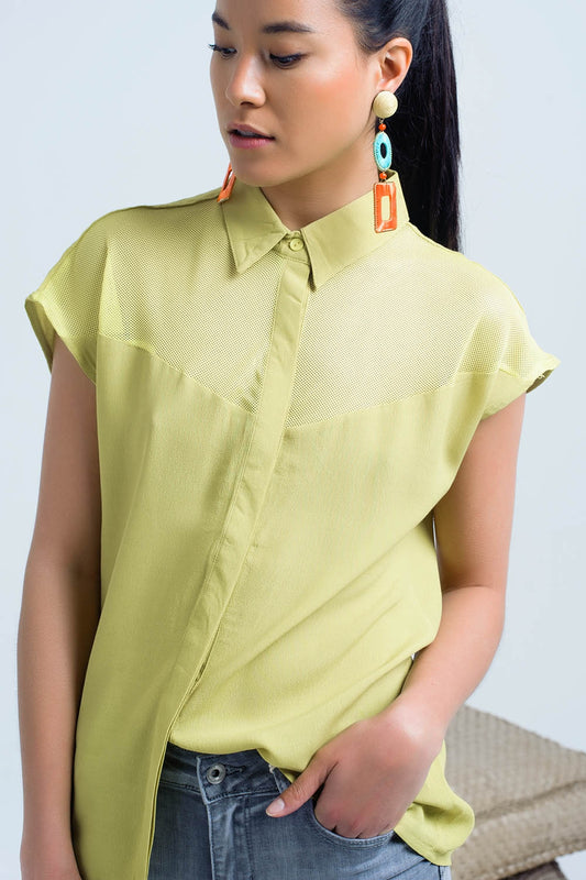 Yellow shirt with mesh detail | Just Cool Beans — shirts | nan