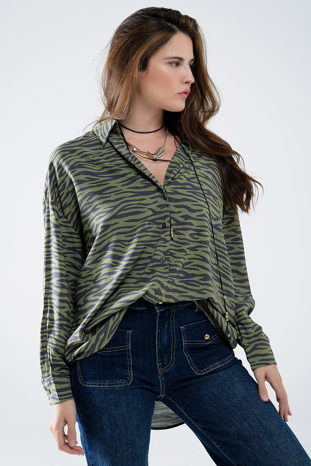 Zebra printed  shirt in green | Just Cool Beans — shirts | nan